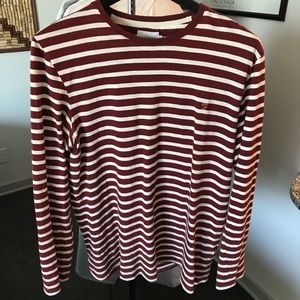 Red striped long sleeve casual shirt